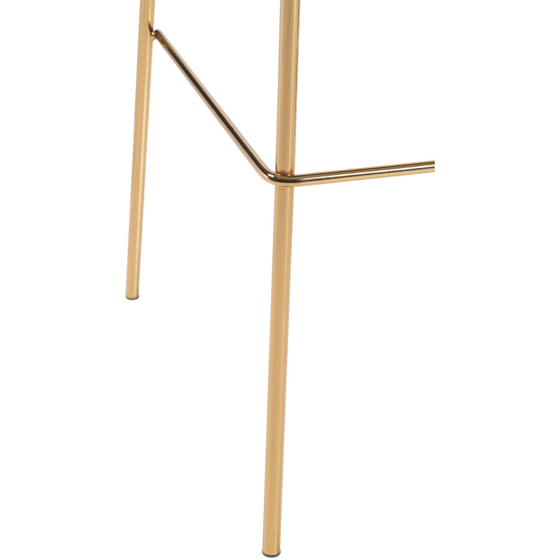 Sgabello da bar in velluto Hoover, 4 gambe, oro/verde