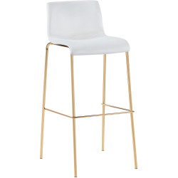 Sgabello da bar in velluto Hoover, 4 gambe, oro e crema