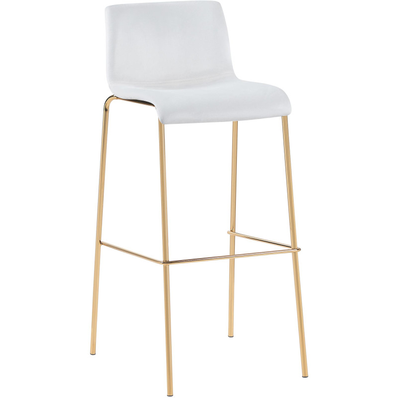 Tabouret de bar Hoover en velours, 4 pieds, doré crème
