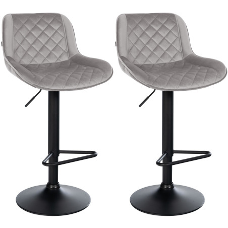 Ensemble de 2 tabourets de bar Kasson en velours gris