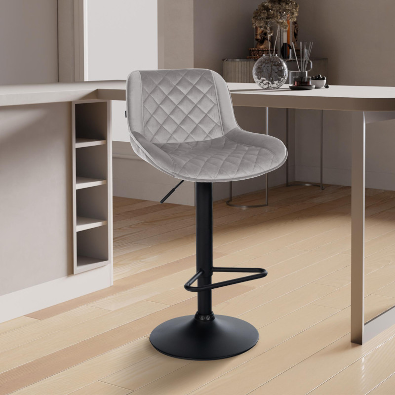 Ensemble de 2 tabourets de bar Kasson en velours gris
