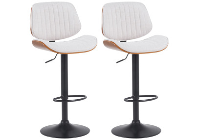 Conjunto de 2 banquetas de bar Clawson, em tecido preto nogueira/creme.