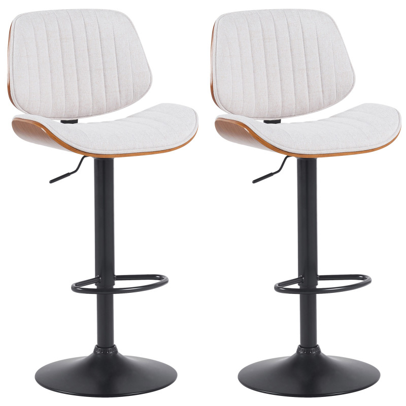 Ensemble de 2 tabourets de bar Clawson en tissu noir noix/crème