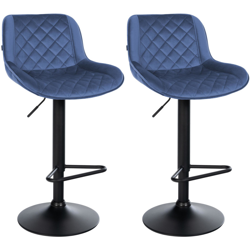 Set di 2 sgabelli da bar in velluto Kasson, blu