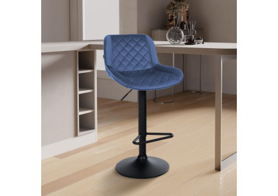 Ensemble de 2 tabourets de bar Kasson en velours bleu