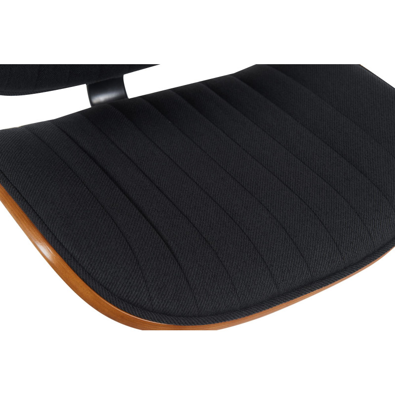 Juego de 2 taburetes de bar Clawson, tapizados en tela, cromados, nogal/negro