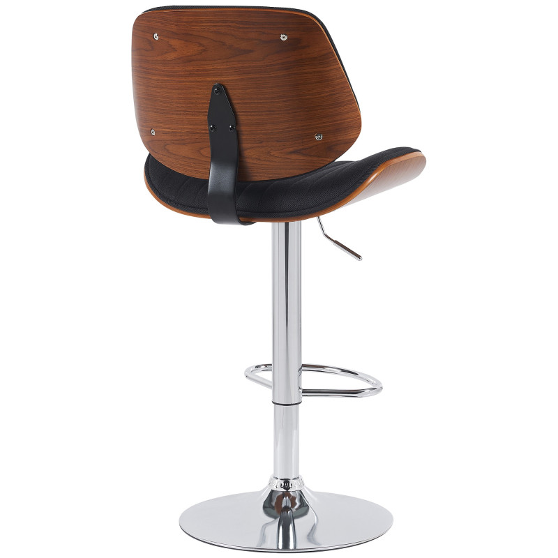 Conjunto de 2 banquetas de bar Clawson, em tecido, cromadas, cor nogueira/preta