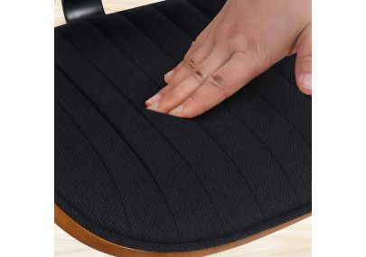 Juego de 2 taburetes de bar Clawson, tapizados en tela, cromados, nogal/negro