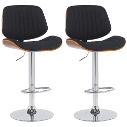 Conjunto de 2 banquetas de bar Clawson, em tecido, cromadas, cor nogueira/preta