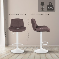 Ensemble de 2 tabourets de bar Solon, tissu blanc brun foncé