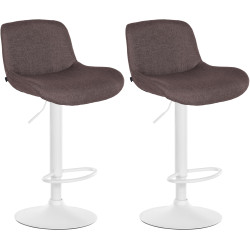Ensemble de 2 tabourets de bar Solon, tissu blanc brun foncé
