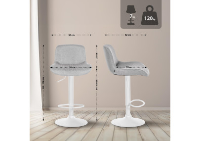 Set di 2 sgabelli da bar Solon White Fabric grigio chiaro