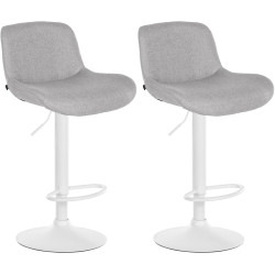Ensemble de 2 tabourets de bar Solon, tissu blanc gris clair