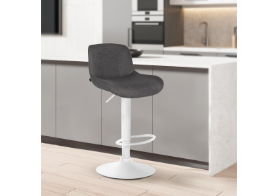 Set di 2 sgabelli da bar Solon, tessuto bianco e grigio scuro