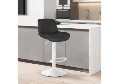 Set di 2 sgabelli da bar Solon, velluto bianco, nero