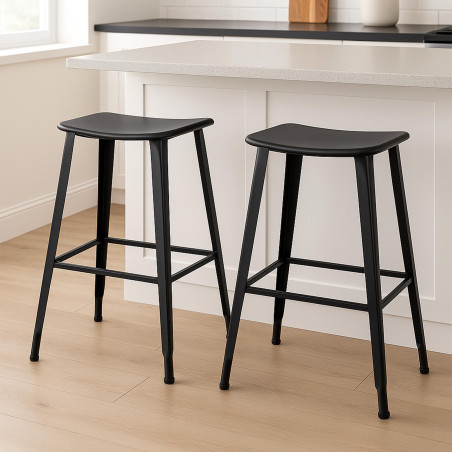 Tabouret de bar noir pivoine