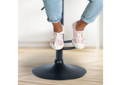 Juego de 2 taburetes de bar Solon, tapizados en tela negra, gris claro