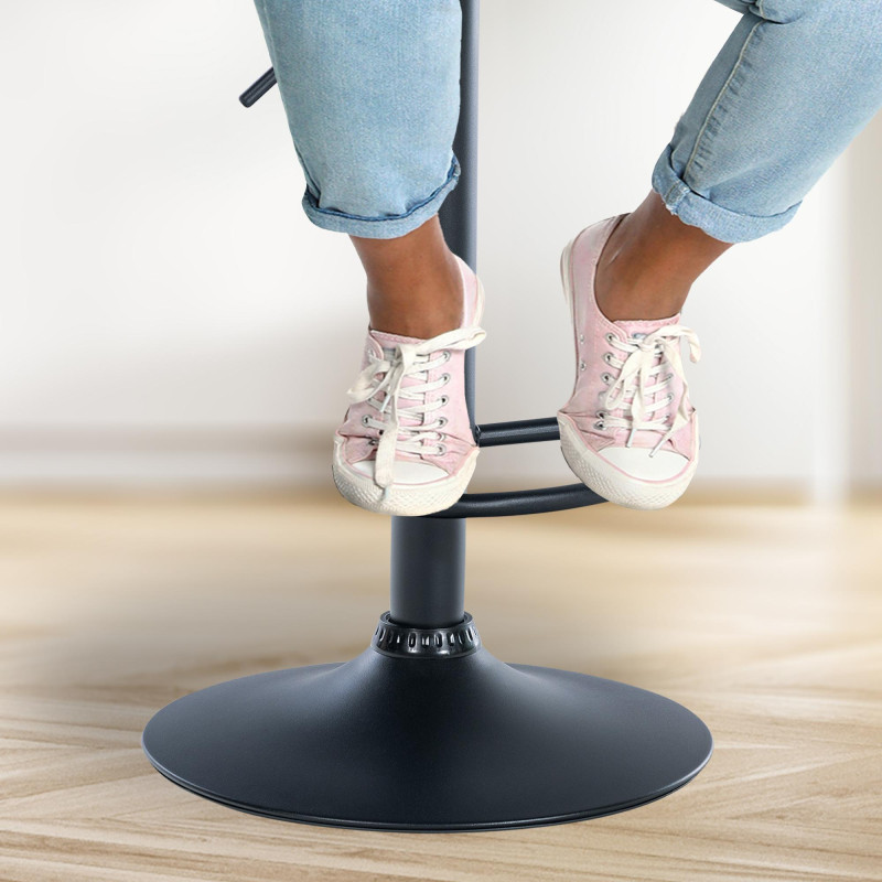 Conjunto de 2 banquetas Solon, tecido preto, cinza claro