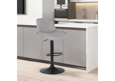 Set di 2 sgabelli da bar Solon, tessuto nero, grigio chiaro