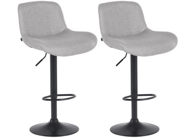Set di 2 sgabelli da bar Solon, tessuto nero, grigio chiaro