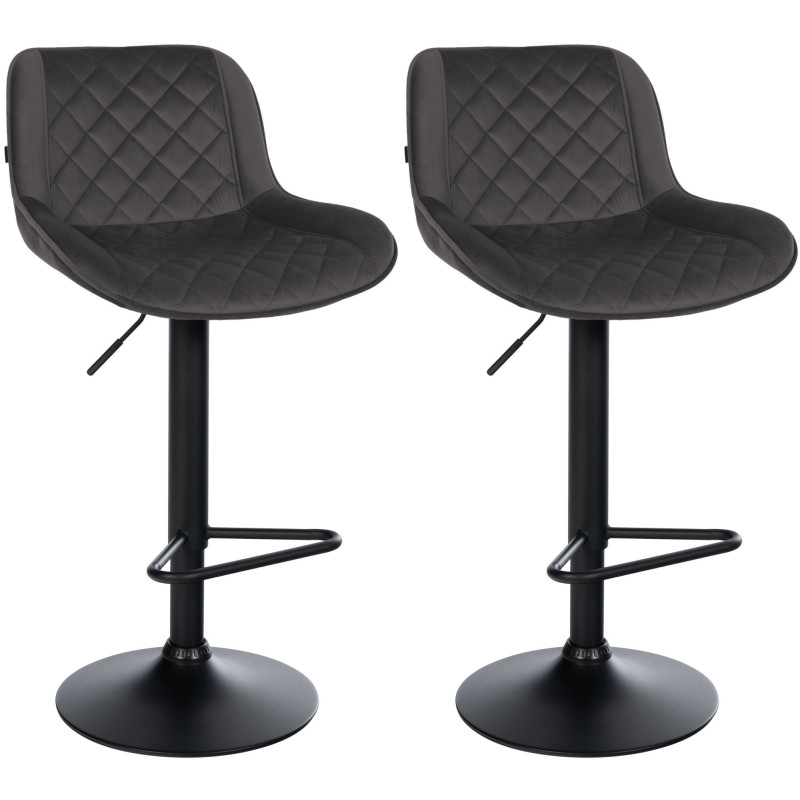 Conjunto de 2 banquetas de bar Kasson em veludo preto.