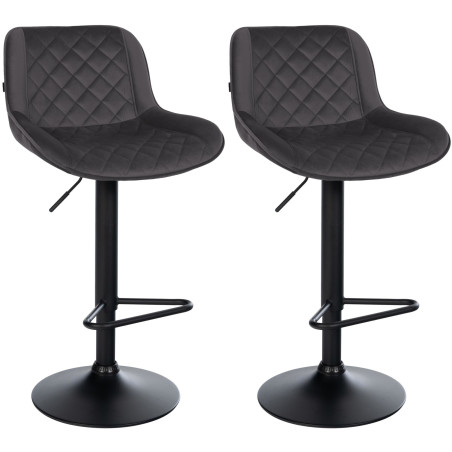 Lot de 2 tabourets de bar Kasson en velours noir