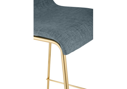 Tabouret de bar Hoover en tissu, 4 pieds, doré et bleu