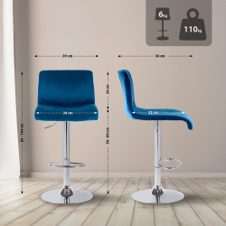 Tabouret de bar en velours Hoover C bleu