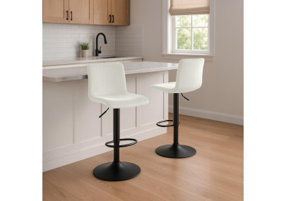 Banqueta de bar Hoover em veludo creme