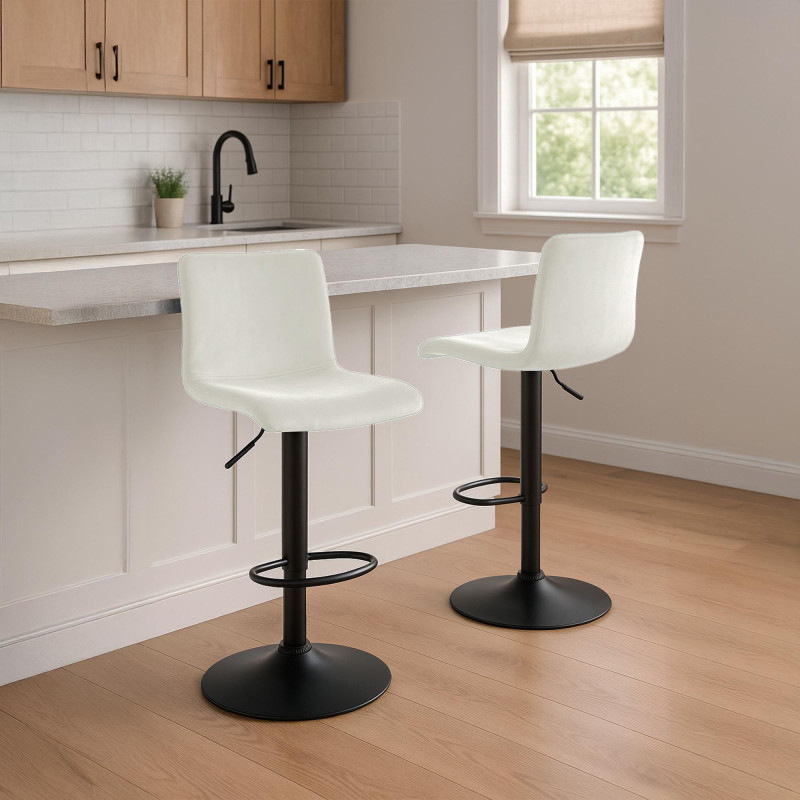 Banqueta de bar Hoover em veludo creme