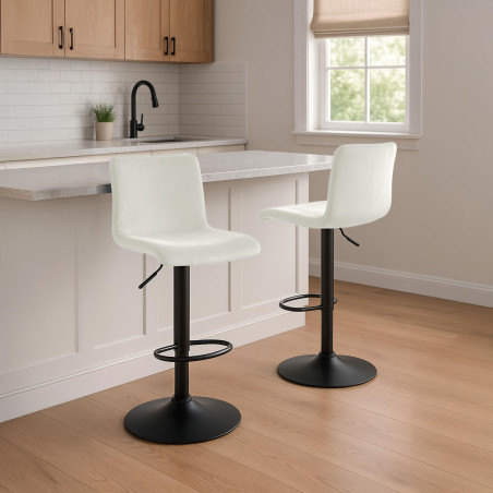 Tabouret de bar en velours Hoover, couleur crème B