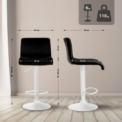 Tabouret de bar en velours Hoover W noir