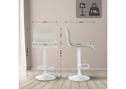 Banqueta de bar Hoover em veludo creme