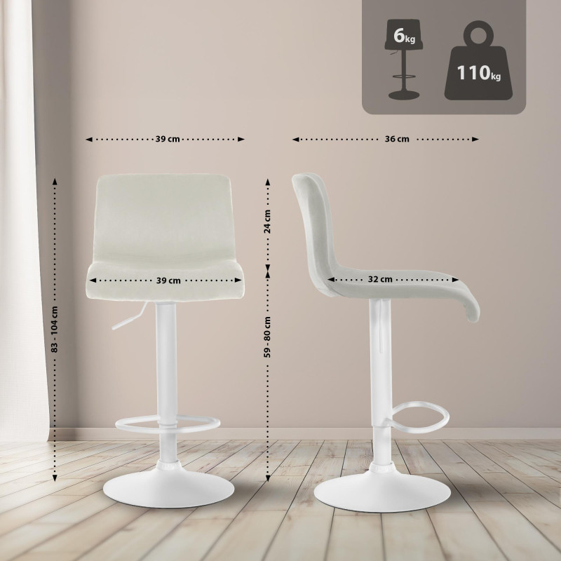 Sgabello da bar in velluto Hoover W crema