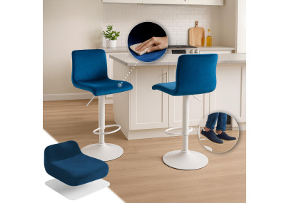 Banqueta de bar Hoover em veludo azul