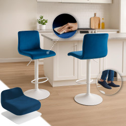 Tabouret de bar en velours Hoover W bleu