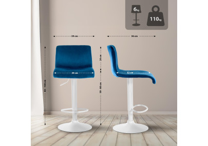 Sgabello da bar in velluto Hoover, blu