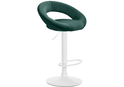 Tabouret de bar Olinda velours blanc vert