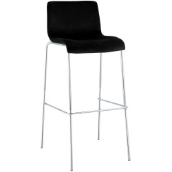 Tabouret de bar Hoover en velours, 4 pieds chromés noir