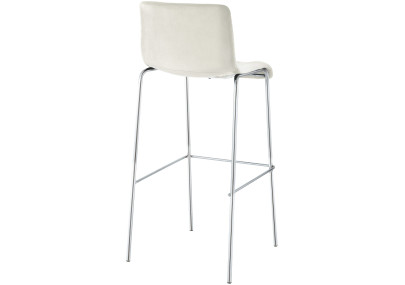 Taburete de bar Hoover de terciopelo, 4 patas, cromado, color crema