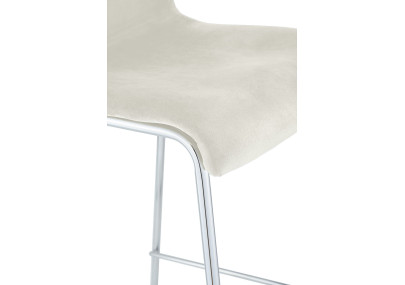 Banqueta de bar Hoover em veludo, 4 pés, cromada, creme