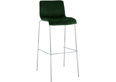 Tabouret de bar Hoover en velours, 4 pieds, vert chromé