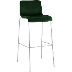 Tabouret de bar Hoover en velours, 4 pieds, vert chromé