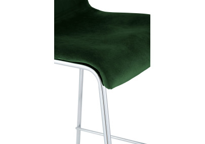 Taburete de bar Hoover de terciopelo, 4 patas, verde cromado