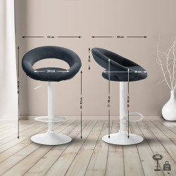 Tabouret de bar Olinda velours blanc gris foncé