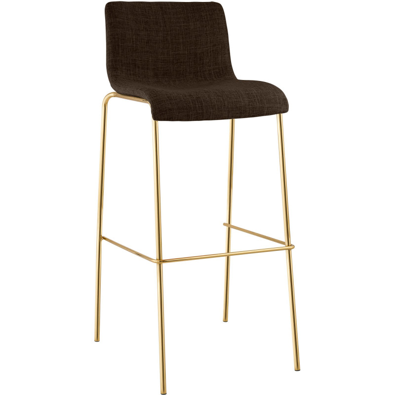 Tabouret de bar Hoover, tissu, 4 pieds, doré/marron