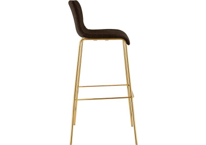 Tabouret de bar Hoover, tissu, 4 pieds, doré/marron
