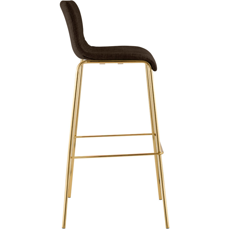 Tabouret de bar Hoover, tissu, 4 pieds, doré/marron