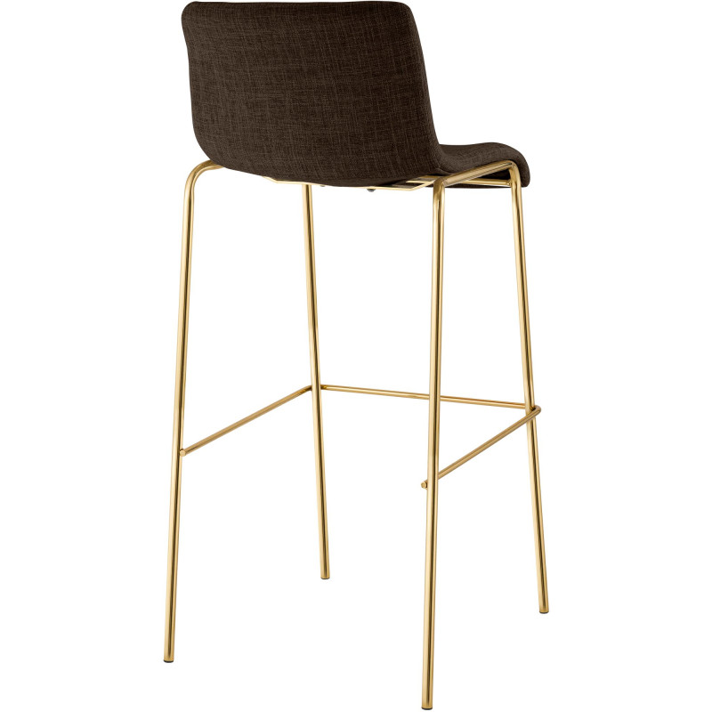 Sgabello da bar Hoover, tessuto, 4 gambe, oro/marrone