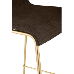 Tabouret de bar Hoover, tissu, 4 pieds, doré/marron